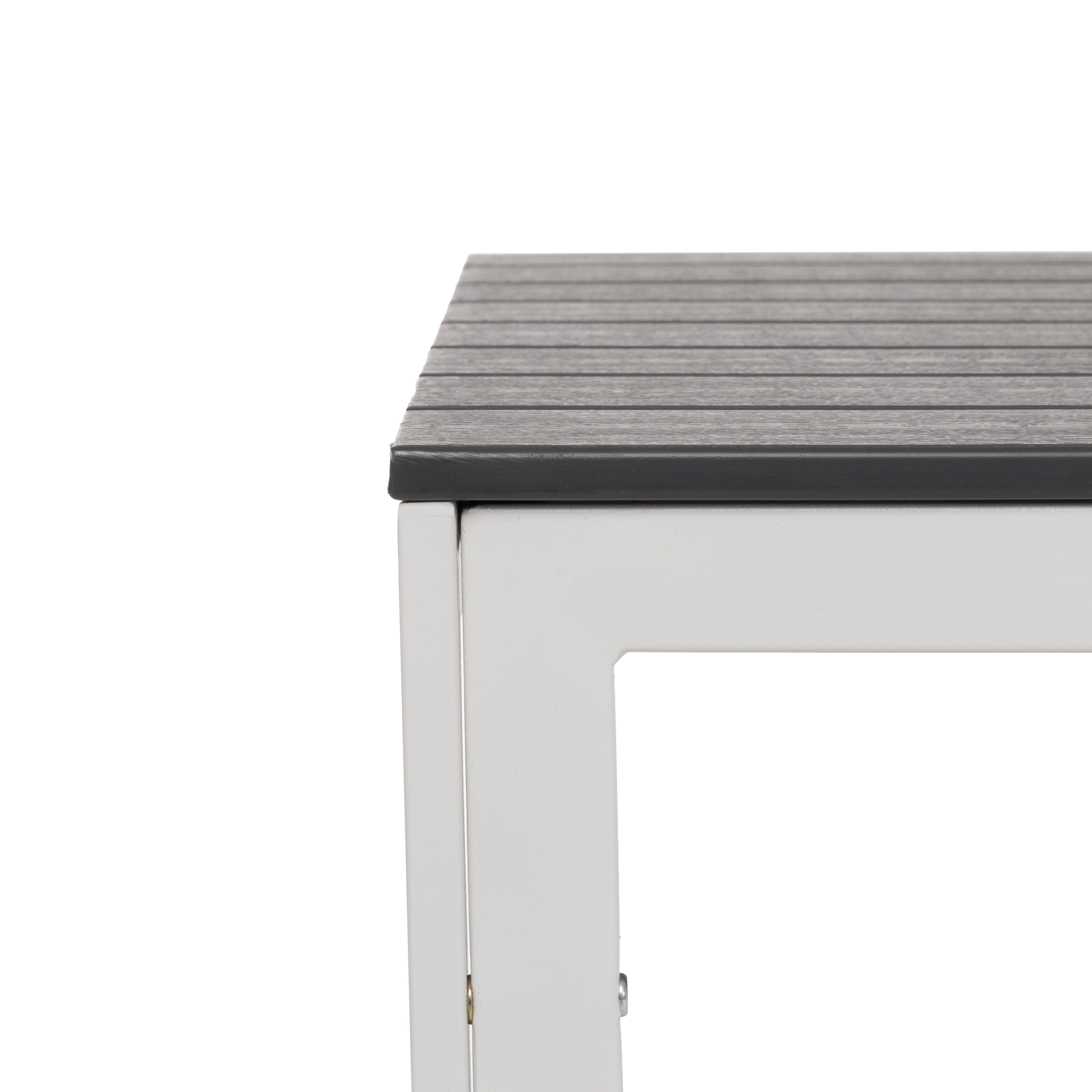 VESTIAMO CASA GIARDINO - Tavolo da giardino in acciaio Bianco con Doghe Effetto Legno Antracite - h74x78x78 cm